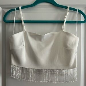 12th Tribe White Fringe Top